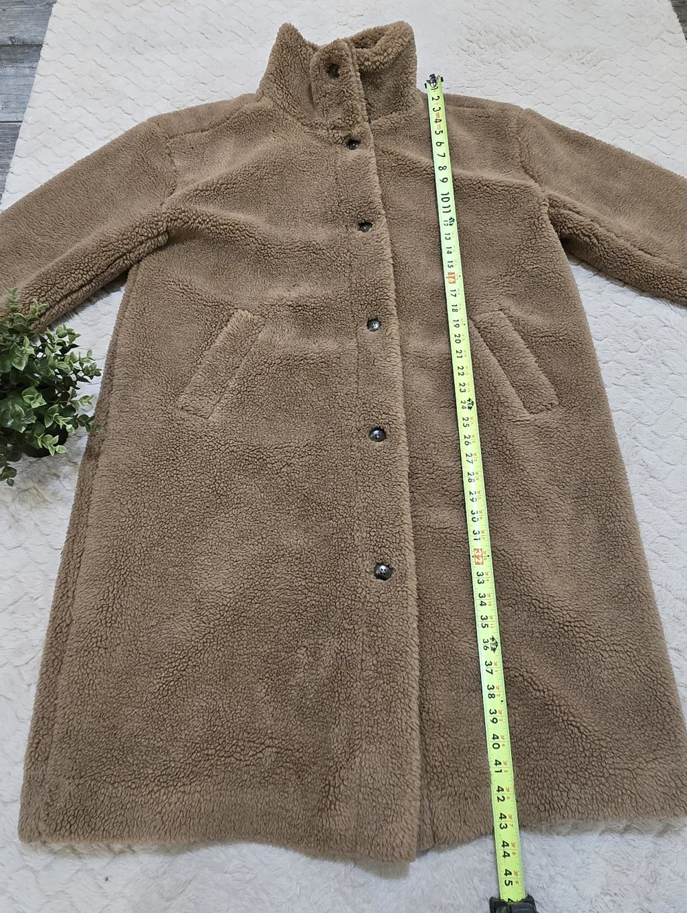 GAP Tan Long Sherpa Button-Front Cozy Preppy Coat, Size X-Large - Picture 6 of 7